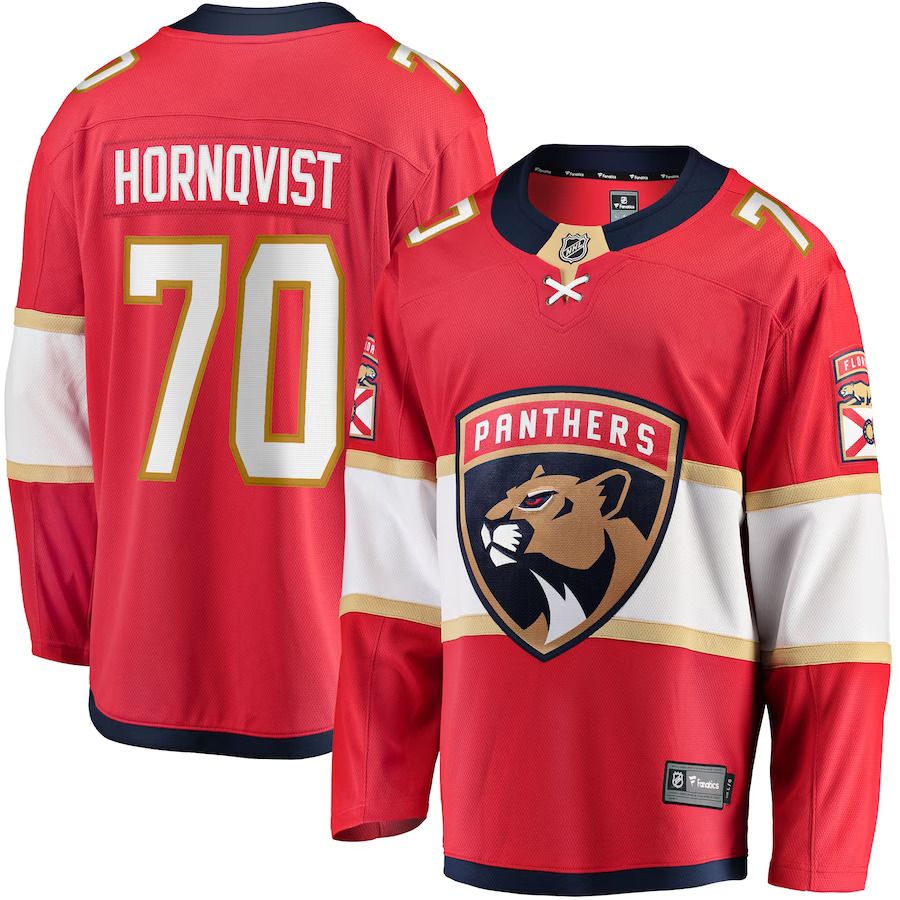 Men Florida Panthers 70 Patric Hornqvist Fanatics Branded Red Home Breakaway NHL Jersey